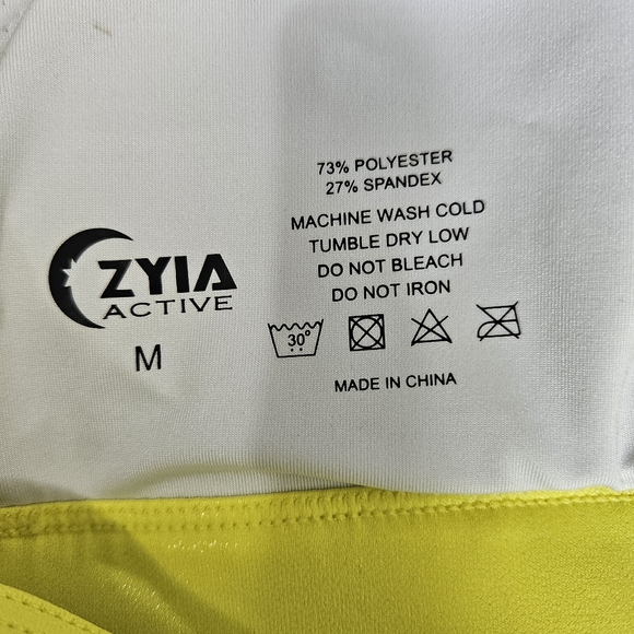 ZYIA Active Sports Bra Womens Size M Light n Tight Strappy Neon Yellow Pebbled - Picture 9 of 11